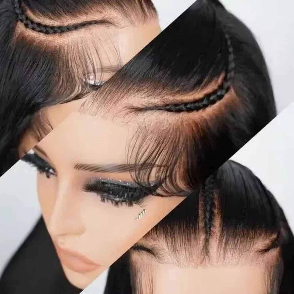 Glueless Pre Braided Curly Hair 13x4 x 3D Wig With Mini Knots Bleached