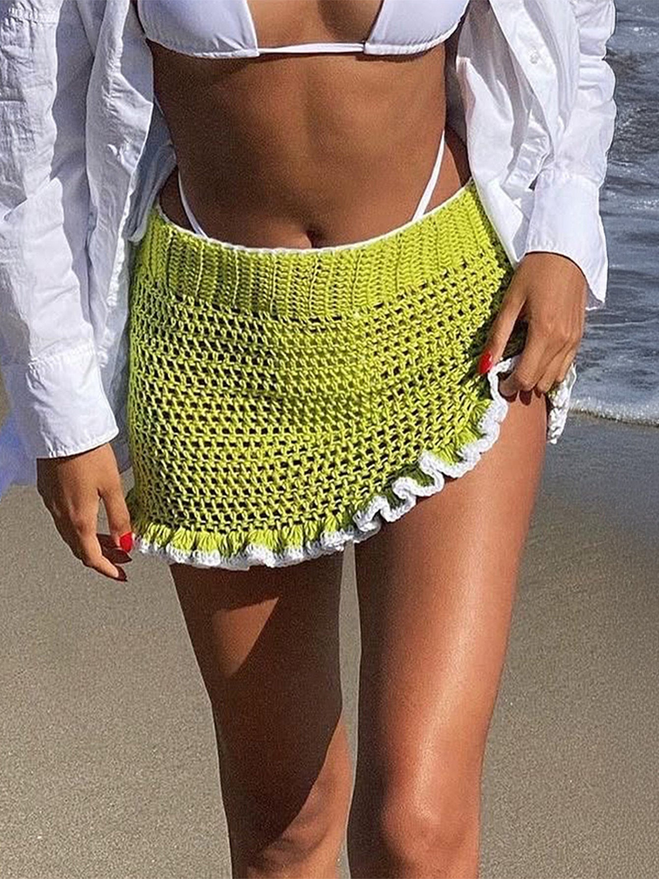Woolen Lace Short Skirt / Swim Suit Cover Up