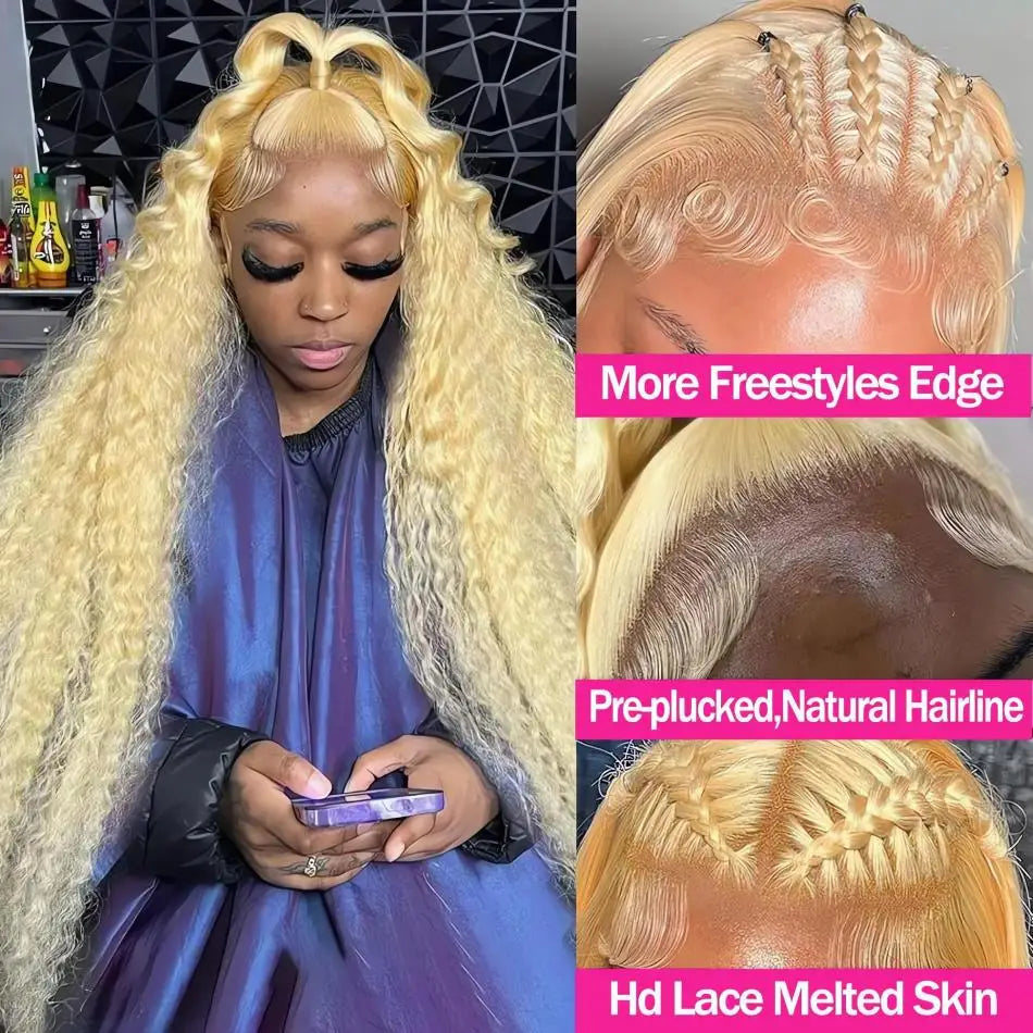 HD Lace 613 Honey Blonde Deep Wave Lace Frontal Wigs