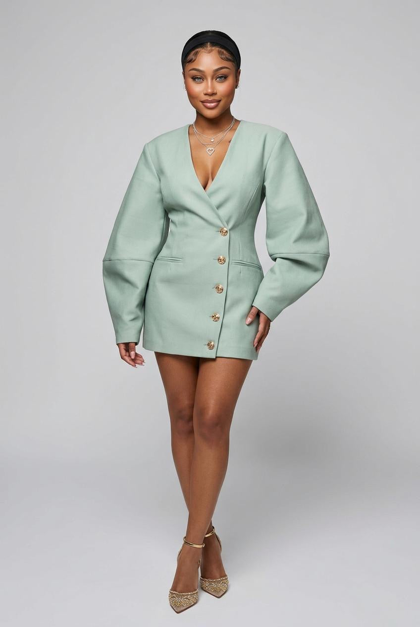 Tailored Cocoon Sleeve A Line Blazer Dress