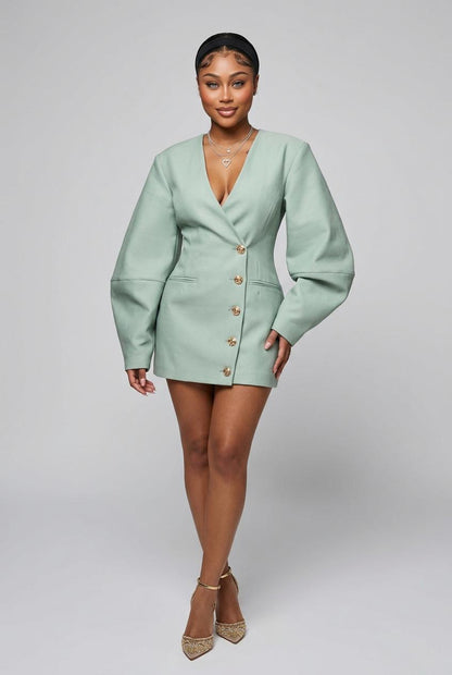 Tailored Cocoon Sleeve A Line Blazer Dress