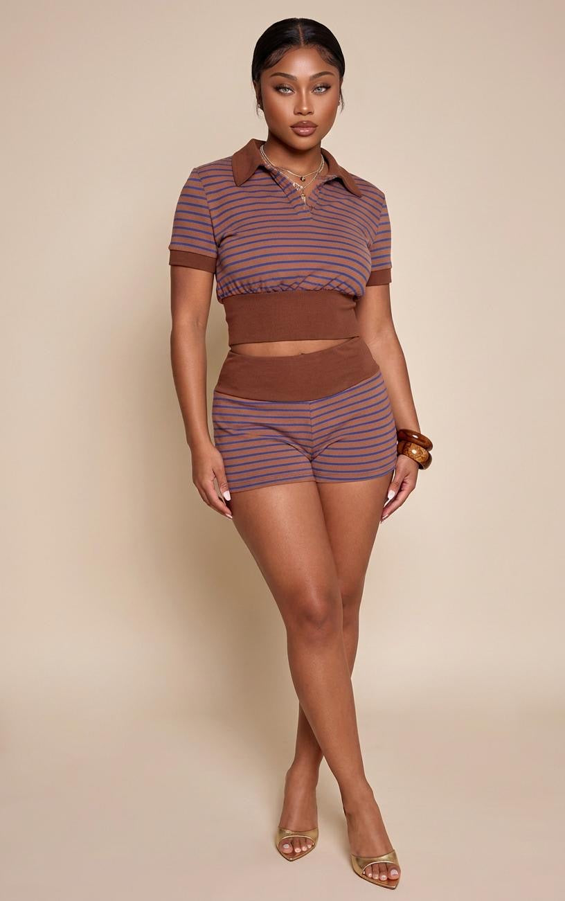 Stripe Soft Touch Shorts Co-ord