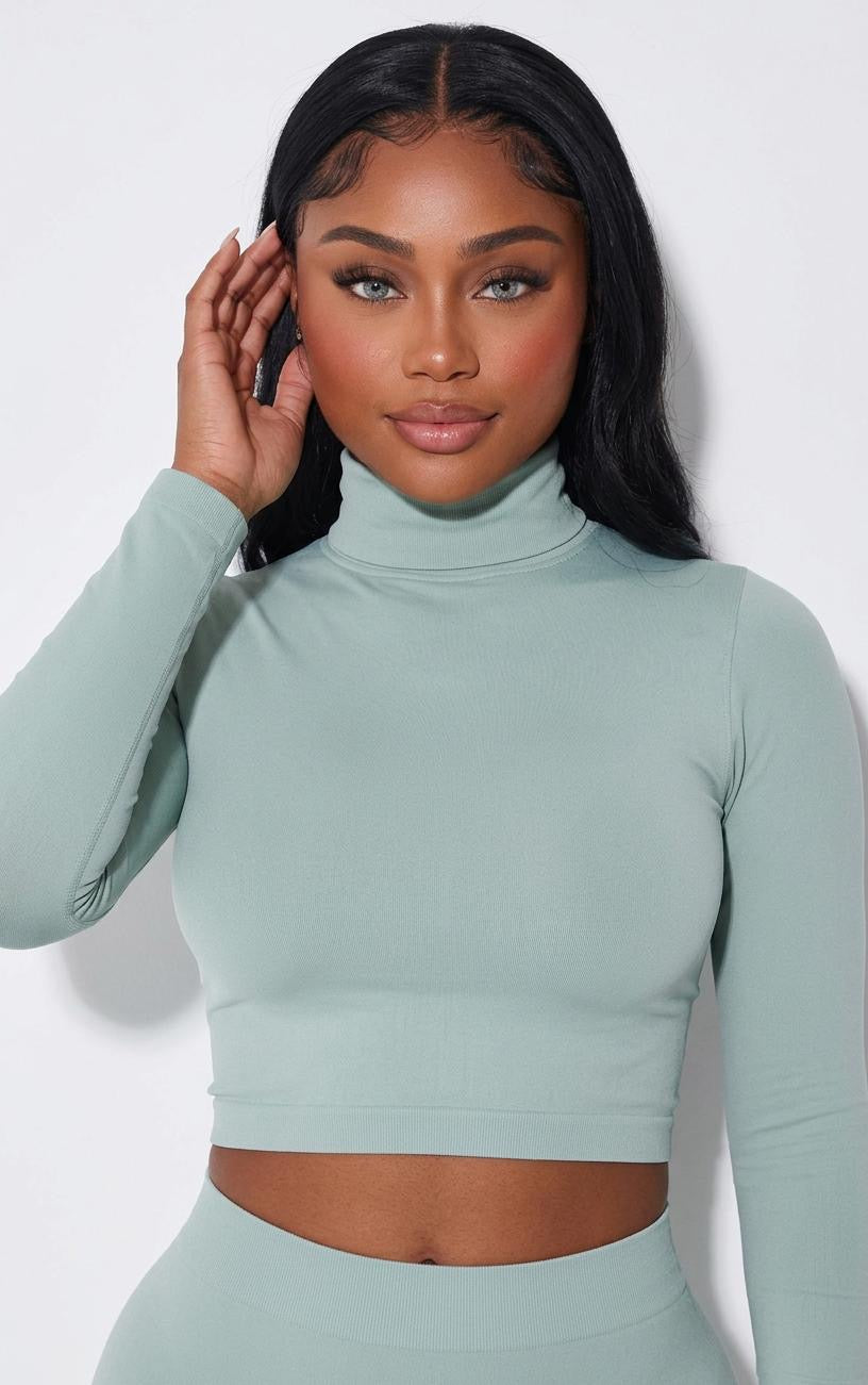 Sculpted High Neck Long Sleeve Top Co-ord