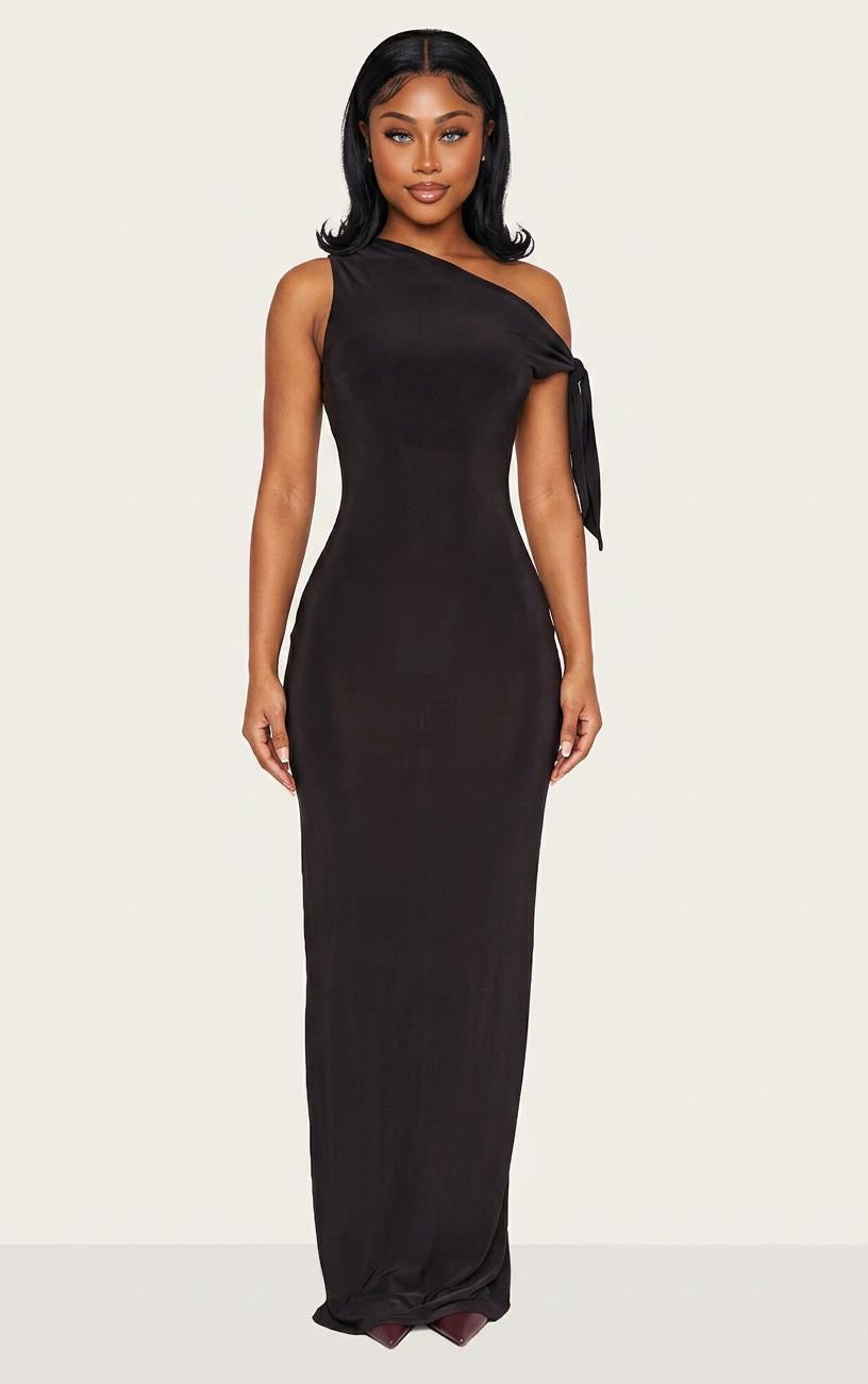 Slinky Knot Detail Maxi Dress