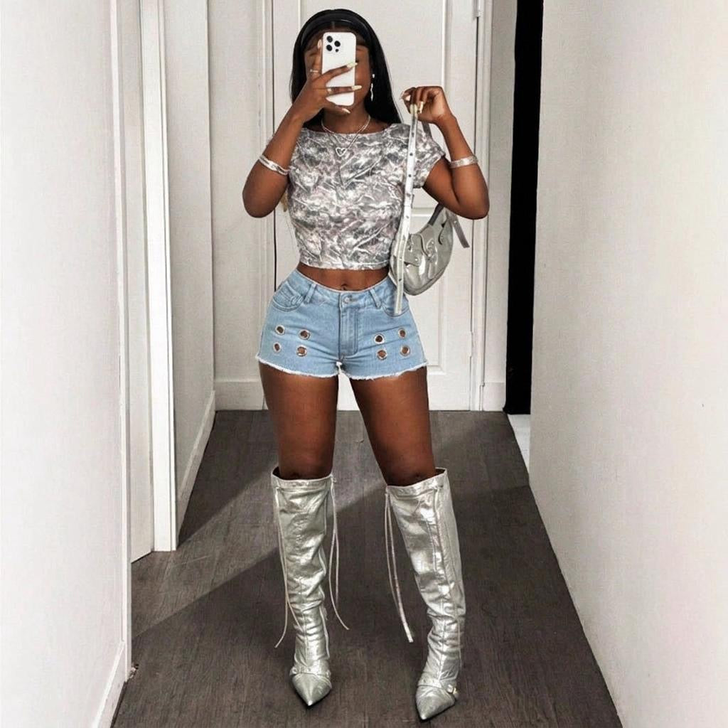 Women Clothing Sexy Tight Denim Shorts