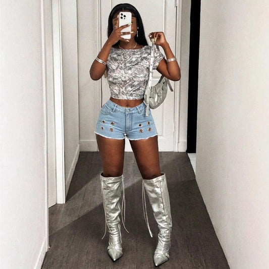 Women Clothing Sexy Tight Denim Shorts