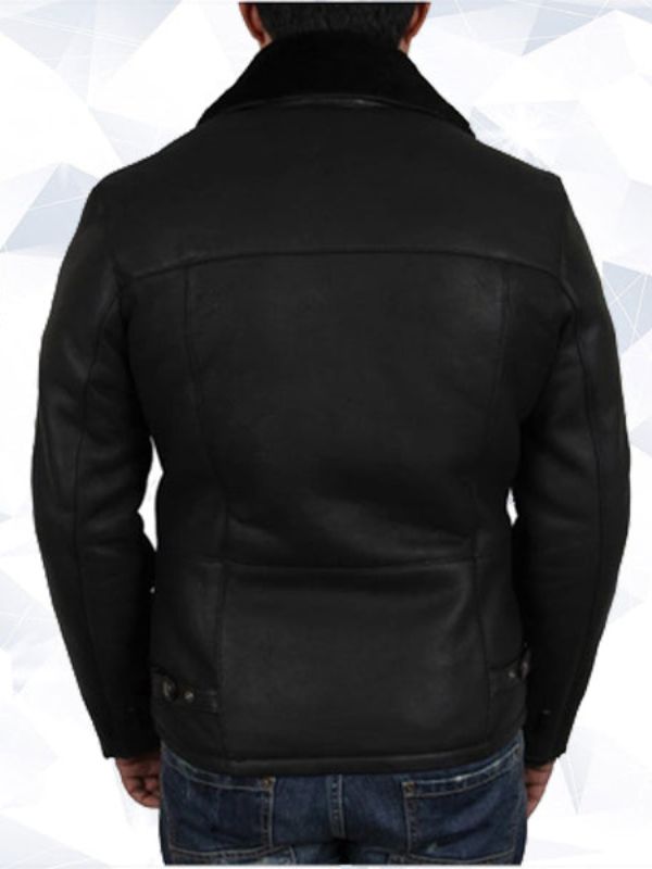 Men Aviator B3 Real Shearling Sheepskin Leather Bomber Flying Pilot Jacket