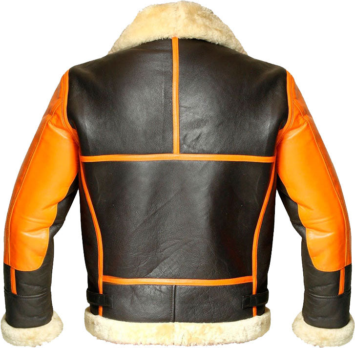Men Real Bomber Leather Jacket With Fur