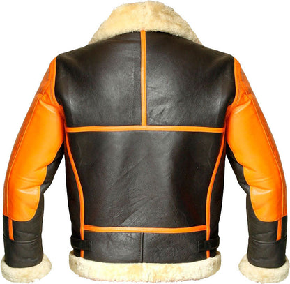 Men Real Bomber Leather Jacket With Fur
