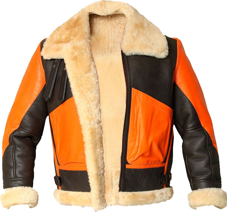 Men Real Bomber Leather Jacket With Fur