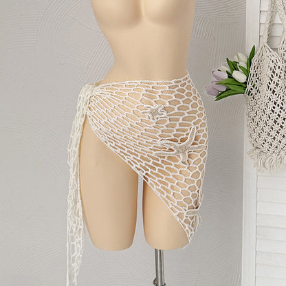 Summer Hollow Out Cutout Starfish Hand Crocheting Beach Triangle Cover Up