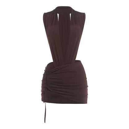 Sexy Deep V Plunge Jumpsuit Sheath Skirt Sets