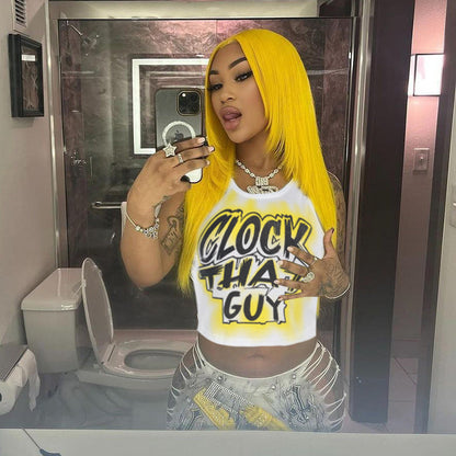 Hip Hop Street Letter Graphic Printed T-Shirt