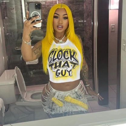 Hip Hop Street Letter Graphic Printed T-Shirt