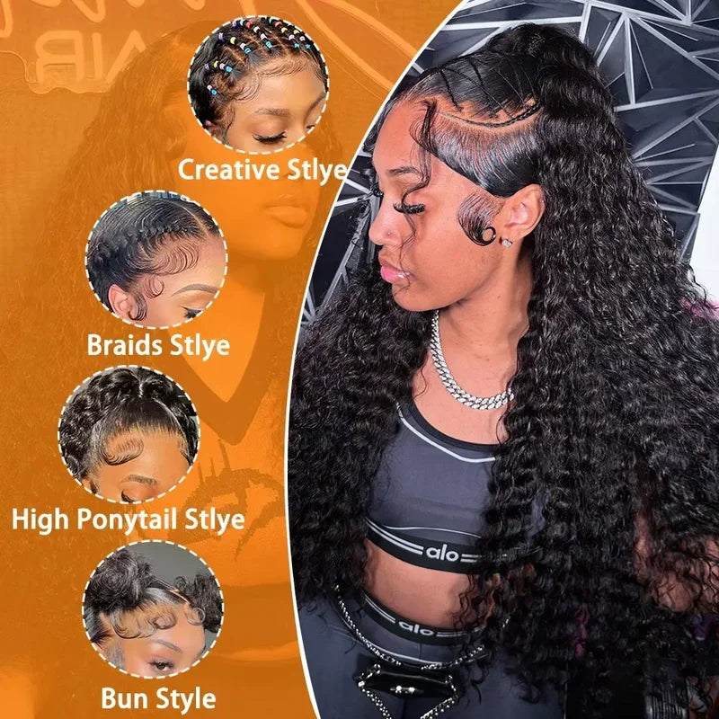 HD Transparent Lace Deep Wave Frontal Human Hair Wigs