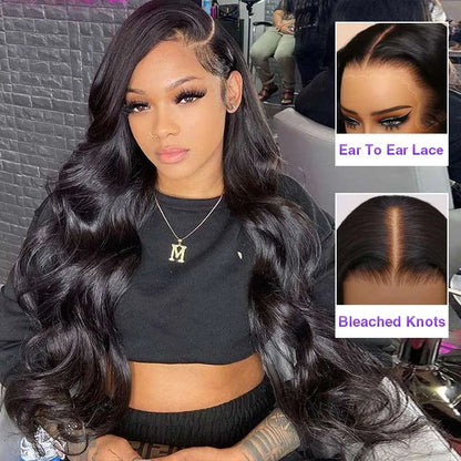 Brazilian Natural Body Wave Virgin Human Hair HD Lace Frontal Closure Wigs