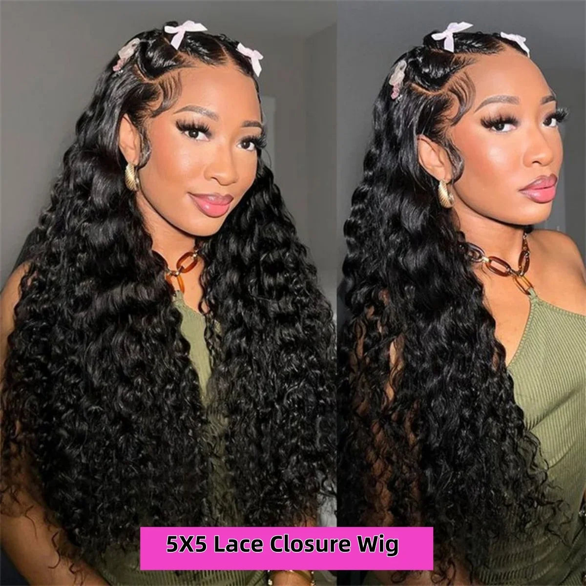 Burmese Curly Deep Wave Human Hair HD Lace Frontal Wigs