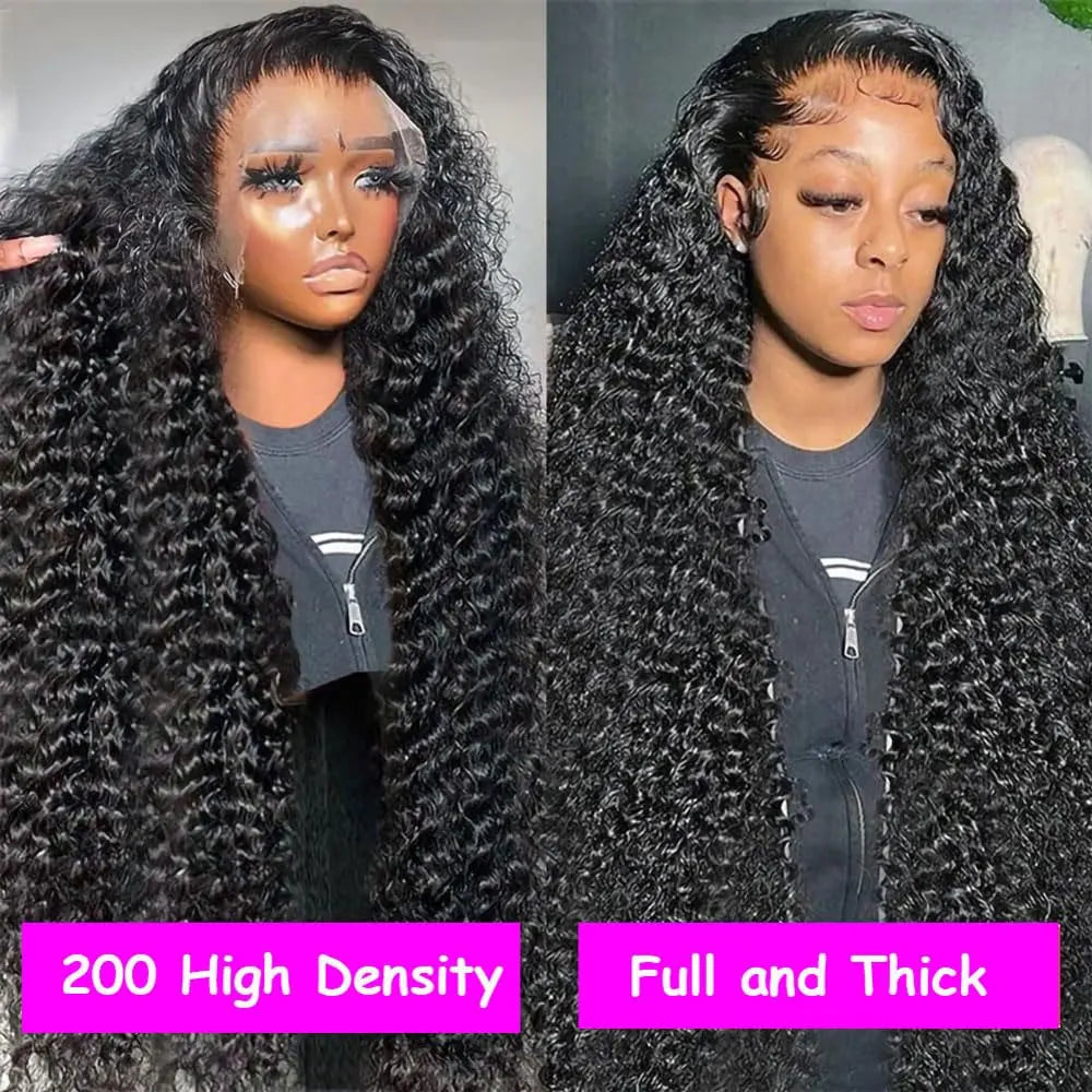 Voluminous Deep Wave Human Hair 250 High Density HD Lace Frontal Wigs