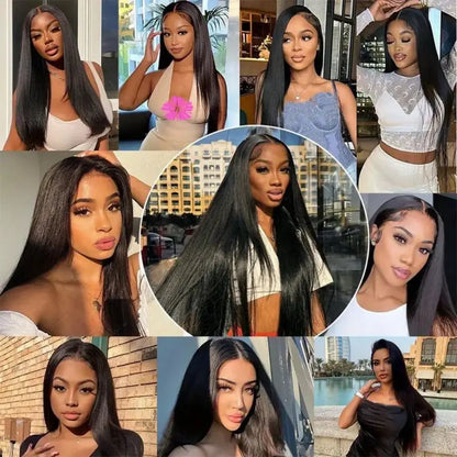 Brazilian Glueless Put on and go HD Transparent Bone Straight Lace Frontal Wigs