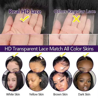 Voluminous Deep Wave Human Hair 250 High Density HD Lace Frontal Wigs