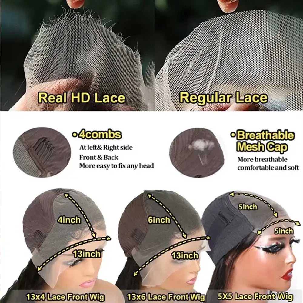 HD Transparent Lace Deep Wave Frontal Human Hair Wigs