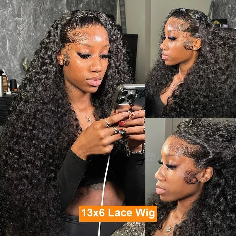 HD Transparent Lace Deep Wave Frontal Human Hair Wigs