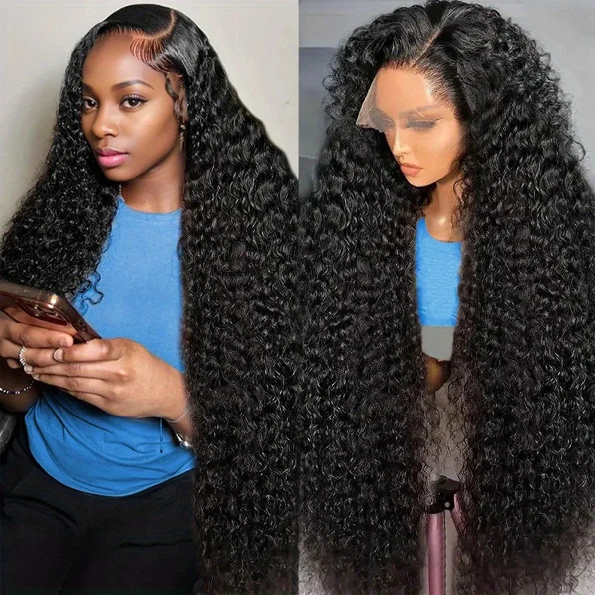 Burmese Curly Deep Wave Human Hair HD Lace Frontal Wigs