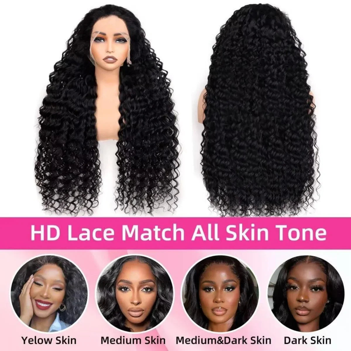 Burmese Curly Deep Wave Human Hair HD Lace Frontal Wigs