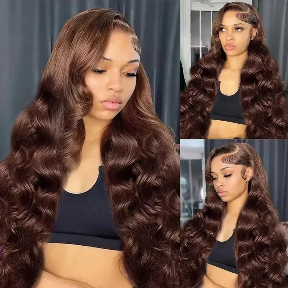 Chocolate Brown HD Lace Body Wave Human Hair Wigs