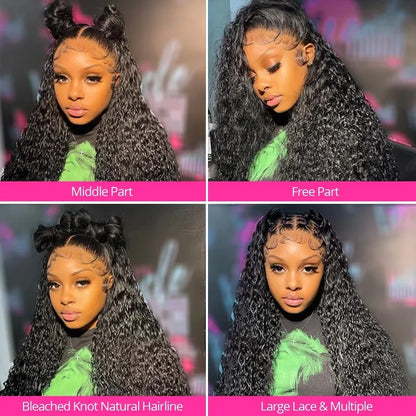 Voluminous Deep Wave Human Hair 250 High Density HD Lace Frontal Wigs