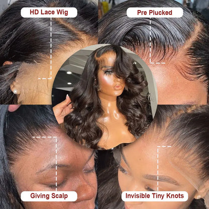 Raw Peruvian Body Wave HD Lace Front Human Hair Frontal Wigs