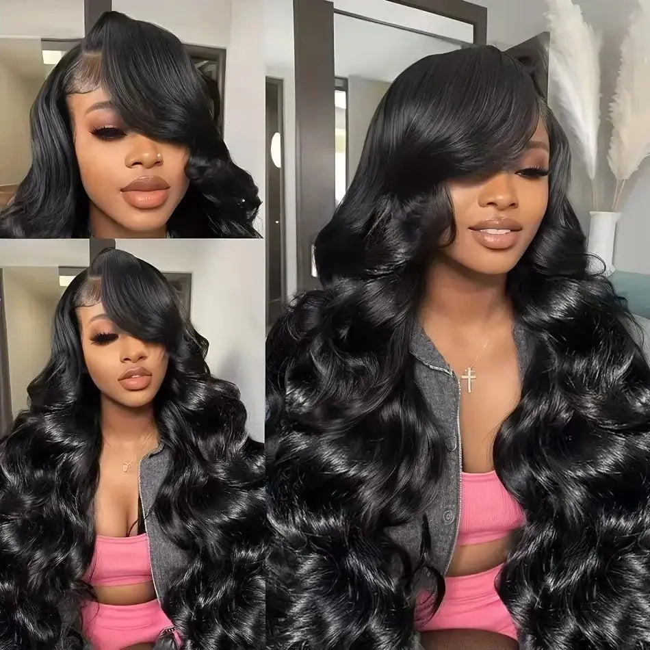Brazilian Natural Body Wave Virgin Human Hair HD Lace Frontal Closure Wigs