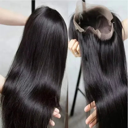 Brazilian Glueless Put on and go HD Transparent Bone Straight Lace Frontal Wigs