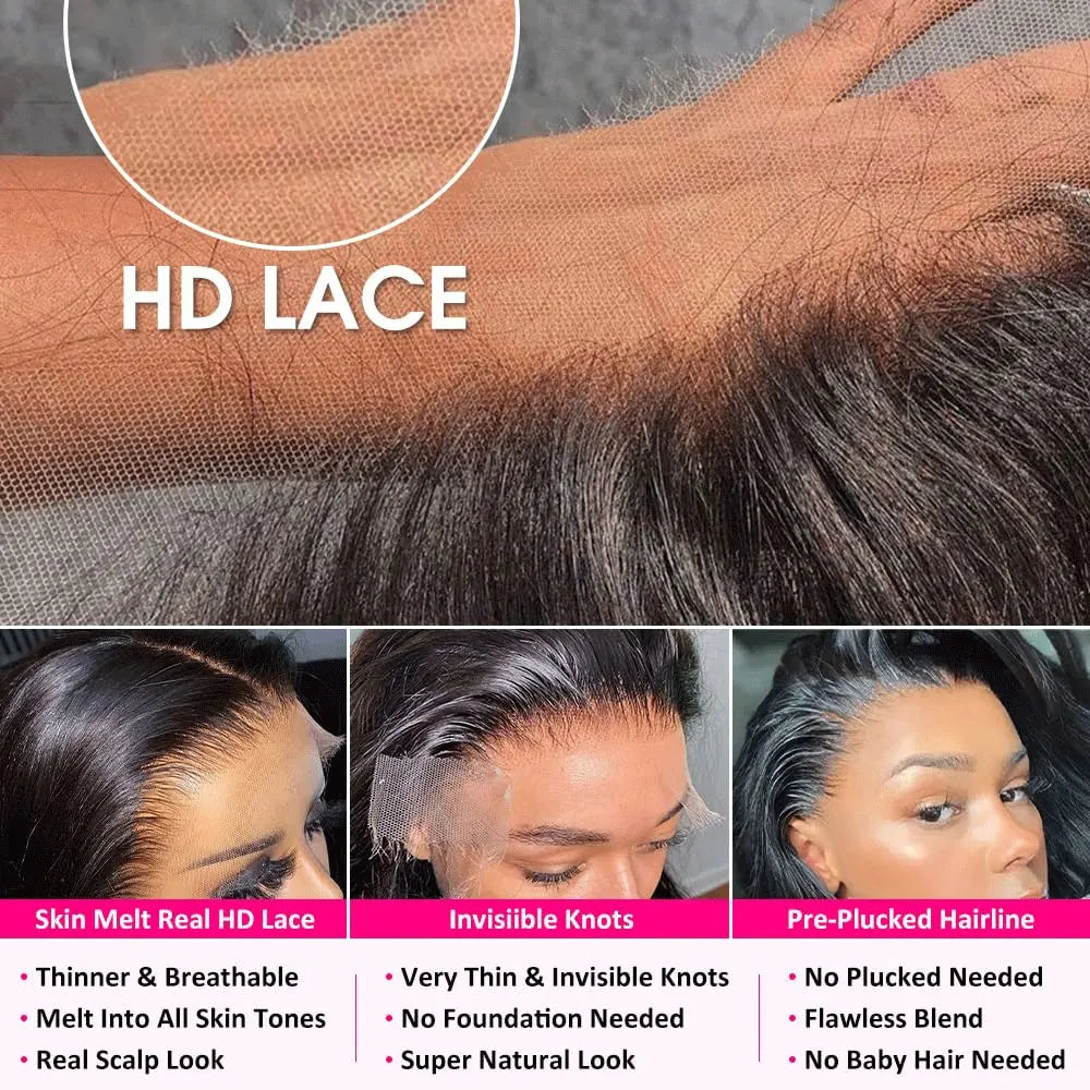 Raw Peruvian Body Wave HD Lace Front Human Hair Frontal Wigs