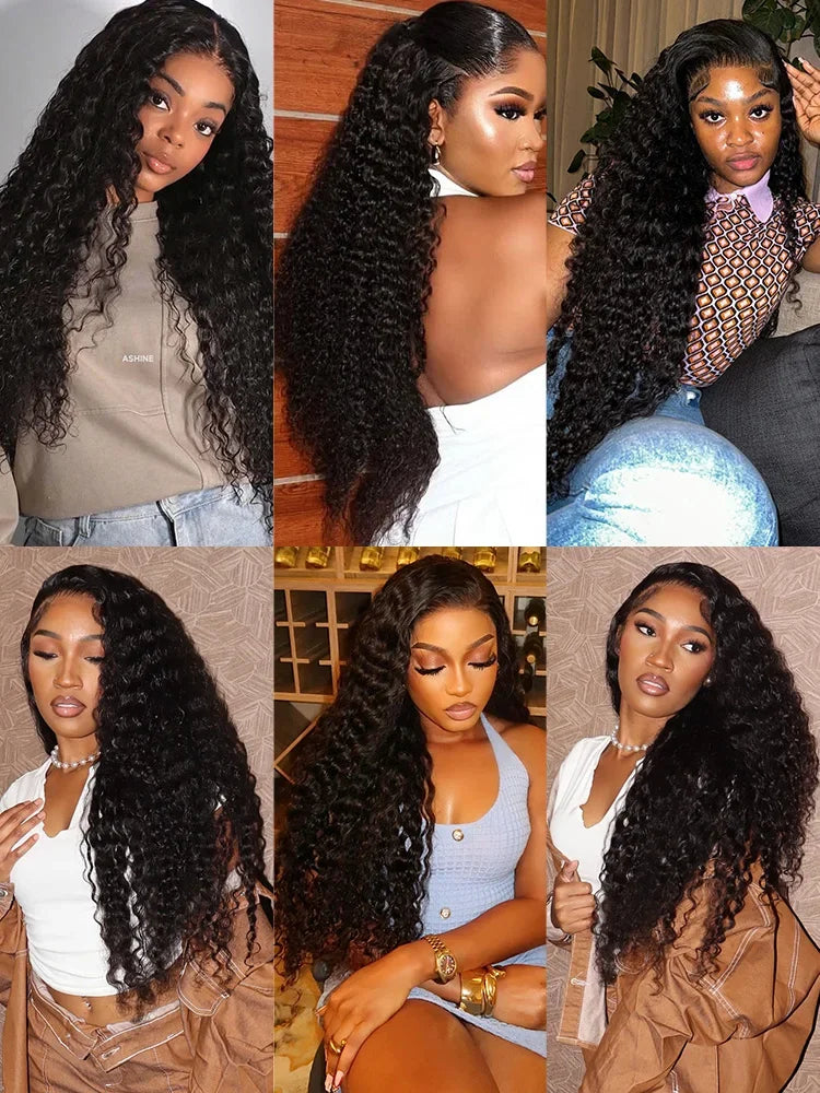 HD Transparent Lace Deep Wave Frontal Human Hair Wigs