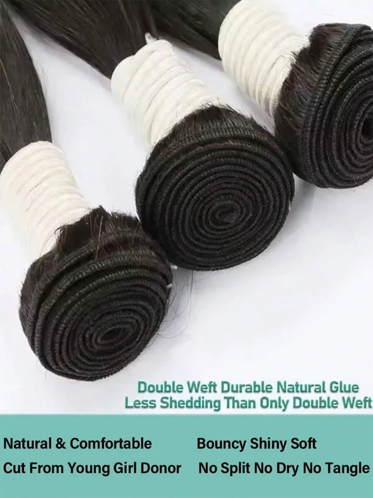 Bone Straight Brazilian Human Hair Bundles Raw Extensions
