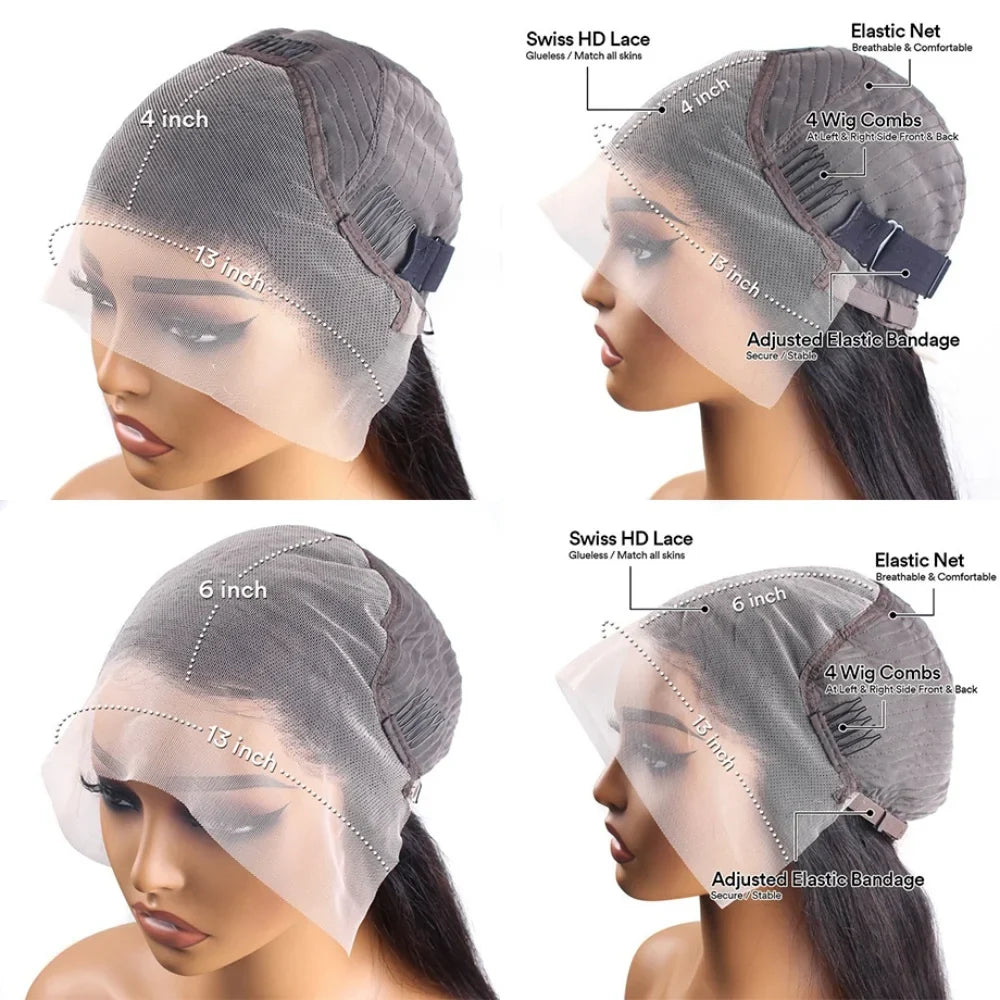Voluminous Deep Wave Human Hair 250 High Density HD Lace Frontal Wigs