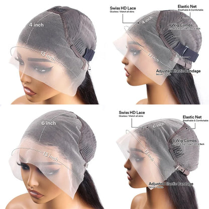 Voluminous Deep Wave Human Hair 250 High Density HD Lace Frontal Wigs