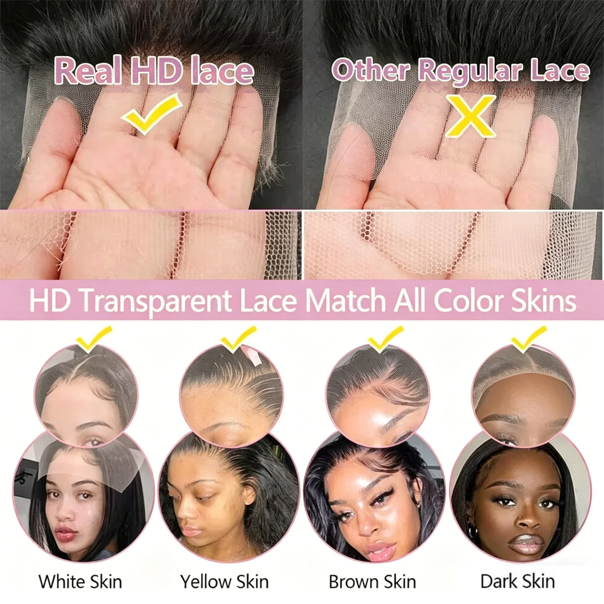 Brazilian Natural Body Wave Virgin Human Hair HD Lace Frontal Closure Wigs