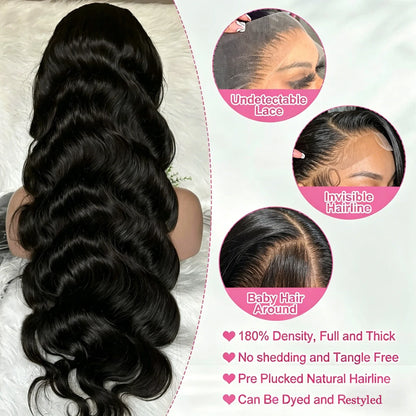 Brazilian Natural Body Wave Virgin Human Hair HD Lace Frontal Closure Wigs