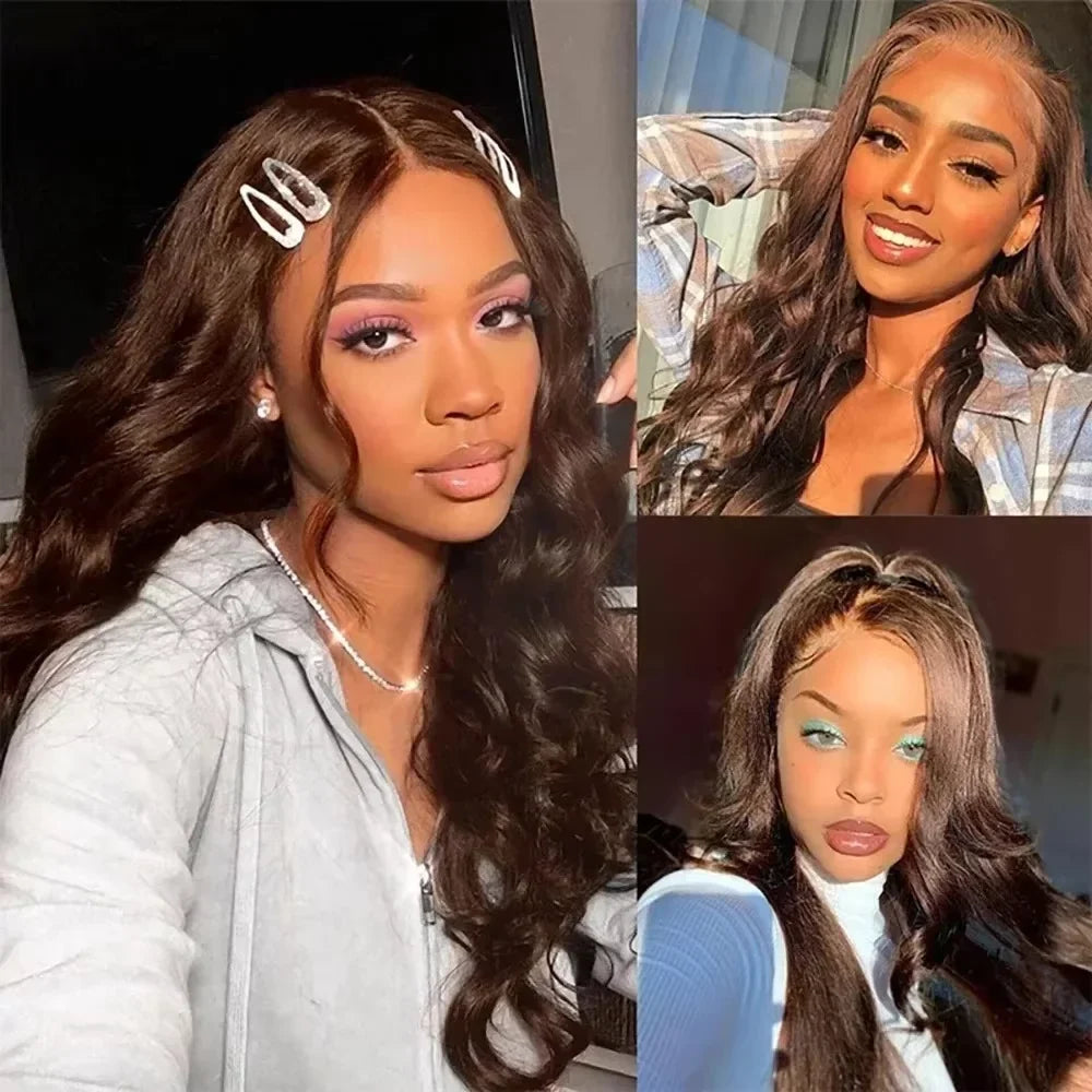 Chocolate Brown HD Lace Body Wave Human Hair Wigs