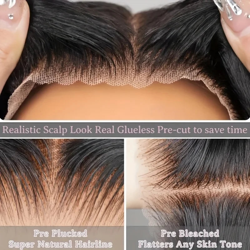 Brazilian Glueless Put on and go HD Transparent Bone Straight Lace Frontal Wigs