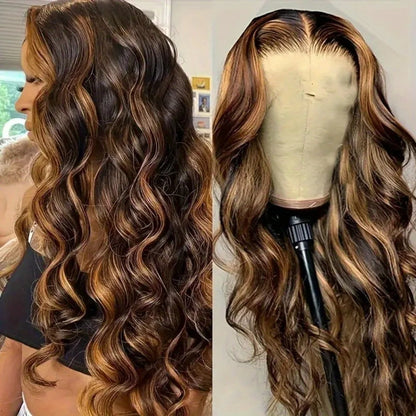 Honey Blonde Ombre Human Hair HD Lace  Body Wave Lace Frontal Wigs