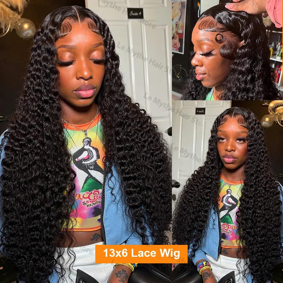 HD Transparent Lace Deep Wave Frontal Human Hair Wigs