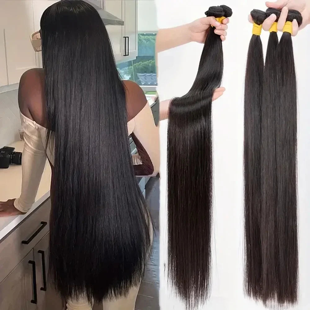 Bone Straight Brazilian Human Hair Bundles Raw Extensions