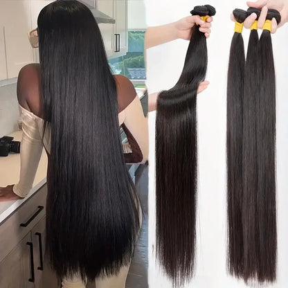 Bone Straight Brazilian Human Hair Bundles Raw Extensions