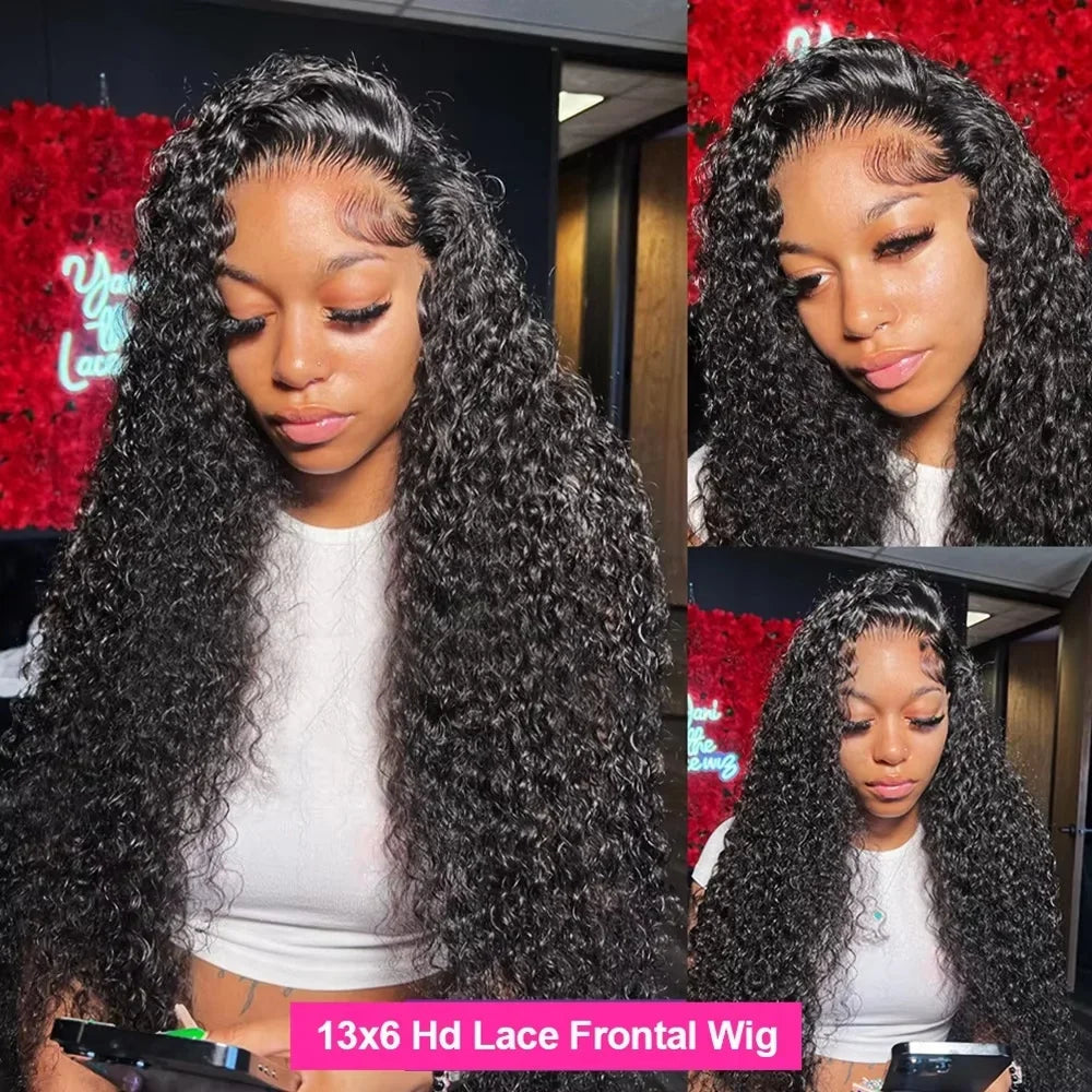 Voluminous Deep Wave Human Hair 250 High Density HD Lace Frontal Wigs
