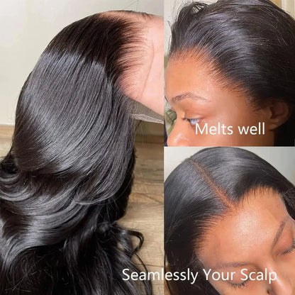 Brazilian Body Wave Human Hair Pre Plucked HD Transparent Lace Frontal Wig With Bleached Knots