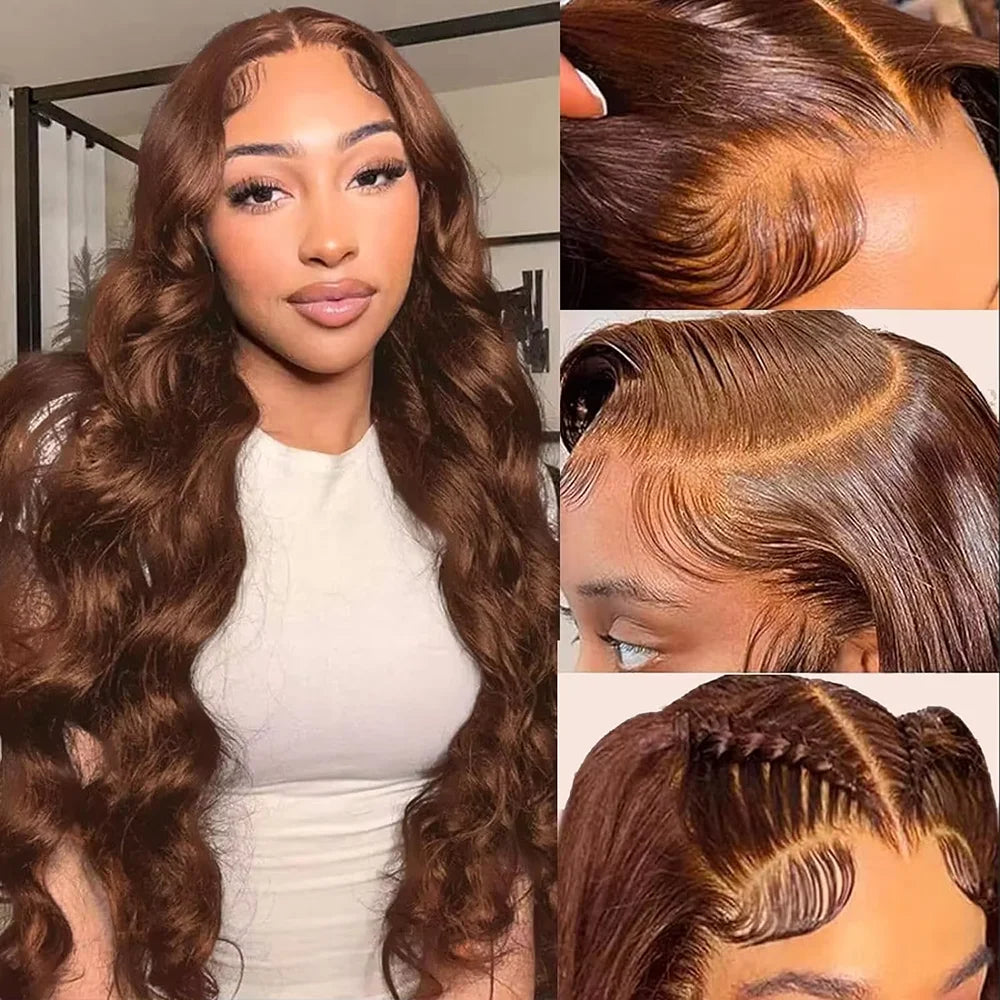 Chocolate Brown HD Lace Body Wave Human Hair Wigs