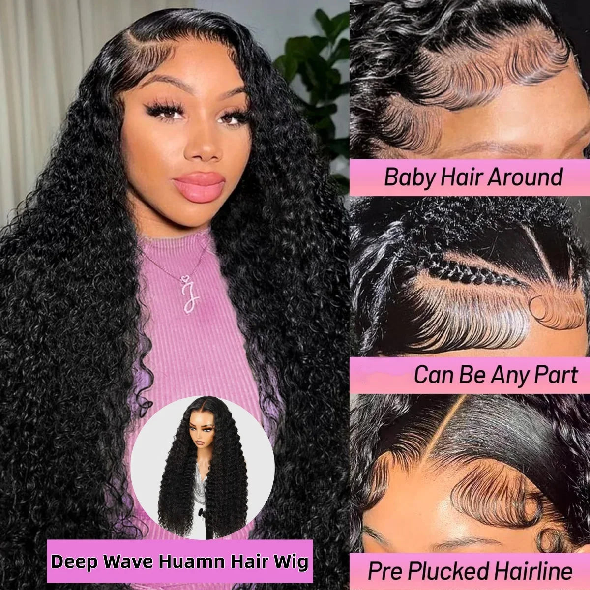 Burmese Curly Deep Wave Human Hair HD Lace Frontal Wigs